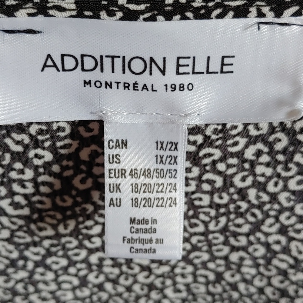 Women's Addition Elle Black & White Cheetah Print Kimono Style Jacket 1X/2X - Picture 4 of 8